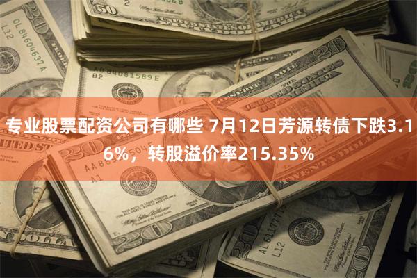 专业股票配资公司有哪些 7月12日芳源转债下跌3.16%，转股溢价率215.35%