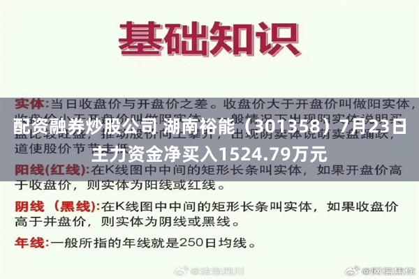 配资融券炒股公司 湖南裕能（301358）7月23日主力资金净买入1524.79万元