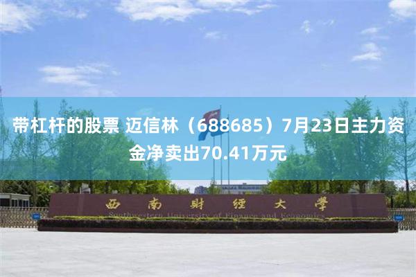 带杠杆的股票 迈信林（688685）7月23日主力资金净卖出70.41万元