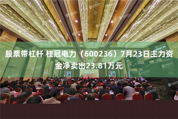 股票带杠杆 桂冠电力（600236）7月23日主力资金净卖出23.81万元