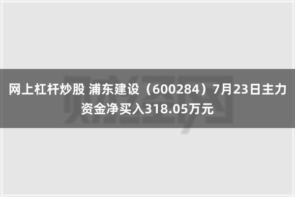 网上杠杆炒股 浦东建设（600284）7月23日主力资金净买入318.05万元