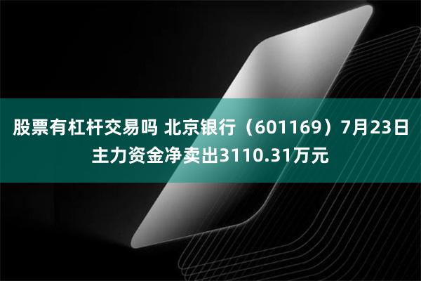 股票有杠杆交易吗 北京银行（601169）7月23日主力资金净卖出3110.31万元