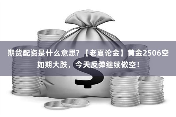 期货配资是什么意思? 【老夏论金】黄金2506空如期大跌，今天反弹继续做空！