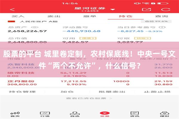 股票的平台 城里卷定制，农村保底线！中央一号文件“两个不允许”，什么信号？
